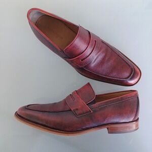 Florsheim Mens Burgundy Lizard Embossed Leather Penny Loafers 9.5 D 600